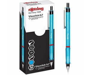 rOtring Visuclick portemine | 0,7 mm | Mine 2B | Corps bleu vif | Boîte de 12