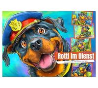 Rotti im Dienst. Hundeeinsatz mit Humor und Witz (Wandkalender 2026 DIN A3 quer), CALVENDO Monatskalender: Ein witziger Cartoon-Kalender zeigt ... in seinem Alltag als Polizei- und Militärhund