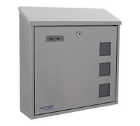 Rottner Boîte aux Lettres Muro INOX Design de boîte aux Lettres en Acier Inoxydable brossé, avec fenêtre, Porte-nom Serrure à Cylindre et Rabat de Protection. Format A4 einwurf. matériel de Fixation