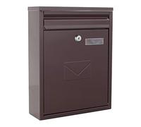 Rottner K10348 Boîte aux Lettres Côme, Marron, Serrure cylindrique avec 2 clés, LxHxP 250x320x85 mm, kit de Fixation Inclus, Plaque Porte-ome