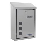 Rottner Casa Inox Design de boîte à lettres en acier inoxydable brossé avec fenêtre, serrure à cylindre avec 2 clés et rabat de protection, matériel de montage, 1 pièce, t06047