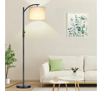 Rottogoon Dimmbare Stehleuchte, Bogen Stehlampen für Wohnzimmer, stufenlos dimmbare Moderne Stehlampe mit Leinenschirm, Hohe Lampe für Schlafzimmer Büro Esszimmer - Noir [Energieklasse F]