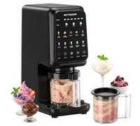 ROTTOGOON Sorbetière avec 3 gobelets, 10 programmes pour crème glacée, sorbet, gelato et yaourt glacé, 2 en 1, option saveur pour la maison, avec fonction Mix In et programme de nettoyage automatique