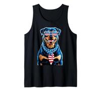 Rottweiler 4 Juillet Chien Drapeau américain USA Lunettes Débardeur