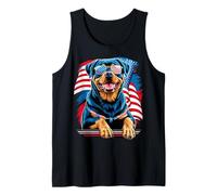 Rottweiler 4 Juillet Chien Drapeau américain USA Lunettes Débardeur