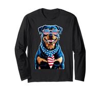 Rottweiler 4 Juillet Chien Drapeau américain USA Lunettes Manche Longue