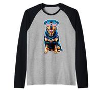Rottweiler 4 Juillet Chien Drapeau américain USA Lunettes Manche Raglan