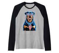 Rottweiler 4 Juillet Chien Drapeau américain USA Lunettes Manche Raglan