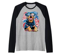 Rottweiler 4 Juillet Chien Drapeau américain USA Lunettes Manche Raglan