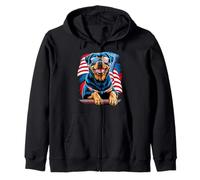 Rottweiler 4 Juillet Chien Drapeau américain USA Lunettes Sweat à Capuche