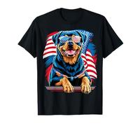 Rottweiler 4 Juillet Chien Drapeau américain USA Lunettes T-Shirt
