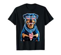 Rottweiler 4 Juillet Chien Drapeau américain USA Lunettes T-Shirt