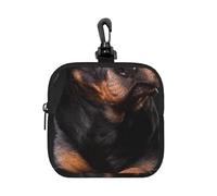 Rottweiler affectueux, confiant et Loyal,Pochette de Rangement carrée à Fermeture éclair, Porte-Monnaie en néoprène, Petit Portefeuille, Pochette à Monnaie, Porte-Monnaie