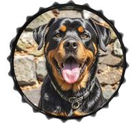 Rottweiler - Affiche murale vintage en métal avec tête de langue de chien - Décoration murale d'intérieur et d'extérieur - 30 cm