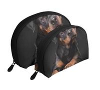 Rottweiler Aimant confiant et fidèle, Trousse de Maquillage Coquille Femme Petit Porte-Monnaie Trousse de Toilette Trousse à cosmétiques 2 pièces