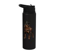 Rottweiler au look cowboy au design western Stainless Steel Insulated Water Bottle
