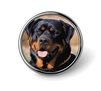 Rottweiler Badge rond en forme de chien - 2,5 cm - Durable - Ne se décolore pas - Polyvalent - En métal - Léger - Décoration pour vêtements, accessoires, cadeaux personnalisés