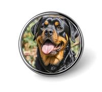 Rottweiler Badge rond en métal personnalisé avec tête de langue pour vêtements, sacs, chapeaux, décorations de fête pour homme et femme