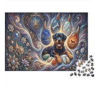Rottweiler célestePuzzle DIY 1000 Pièces en Carton Épais Chien Steampunk pour Amateurs De Puzzles Relaxation Mentale Renforcement Familial 70x50cm/1000pcs
