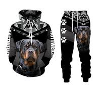 Rottweiler Chien 3D Imprimé Sweat À Capuche Pantalons De Survêtement Costume Hommes Automne Hiver Décontracté Sweats Ensemble De Survêtement