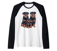 Rottweiler - Dessin Artistique de Famille de Chiots Manche Raglan