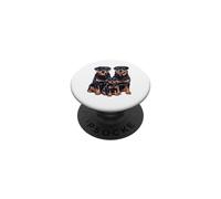 Rottweiler - Dessin Artistique de Famille de Chiots PopSockets PopGrip Adhésif