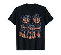 Rottweiler - Dessin Artistique de Famille de Chiots T-Shirt