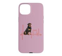 Rottweiler Dog Heartbeat EKG Pulse Mes Chiens sont Mon Cardio Coque pour iPhone 15 Plus