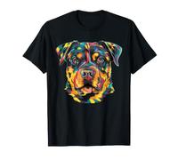 Rottweiler Géométrique Pop Art Gros Plan Portrait Chiot Face T-Shirt