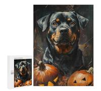 Rottweiler Halloween Portrait Puzzle 1000 Pièces Educa Jouet en Bois Cadeau Unique Décoration Intérieure Jeu Éducatif Challenge Toy Adultes Et Enfants À Partir De 14 Ans 500 PCS