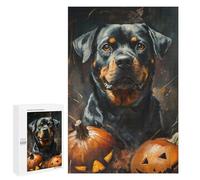 Rottweiler Halloween Portrait Puzzle 1000 Pièces Educa Jouet en Bois Cadeau Unique Décoration Intérieure Jeu Éducatif Challenge Toy Adultes Et Enfants À Partir De 14 Ans 1000 PCS