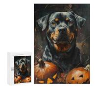 Rottweiler Halloween Portrait Puzzle 1000 Pièces Educa Jouet en Bois Cadeau Unique Décoration Intérieure Jeu Éducatif Challenge Toy Adultes Et Enfants À Partir De 14 Ans 300 PCS