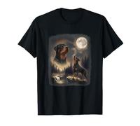 Rottweiler Howling to The Moon Vintage années 90 T-Shirt