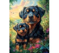 Rottweiler mère et Son Chiot 300 Pièces Puzzle pour Ado en Carton Anti-Déchirure Animaux et Plantes fantastiques Facile Débutant Jeu De Société Soirée Entre Amis Cadeau Anniversaire Petit Prix 300 P