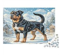 Rottweiler Papier recyclé Mélange de Husky dans Une Prairie de Montagne Puzzle Jouet éducatif pour Toute la Famille 38x26cm/1000 pièces