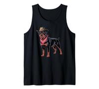Rottweiler portant un chapeau de cowboy et un bandana rouge Débardeur