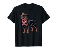 Rottweiler portant un chapeau de cowboy et un bandana rouge T-Shirt