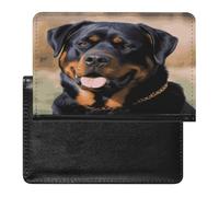 Rottweiler Porte-passeport en cuir PU pour documents de voyage en cuir synthétique avec poche frontale minimaliste et portefeuille à deux volets