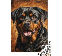 Rottweiler Portrait 1000 Pièce Carton Robuste Puzzle Premium Adolescents Fans 12-18 Ans Impossible Difficile Défiant Joyeux Cadeau 52x38cm/1000pcs