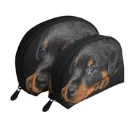 Rottweiler Puppy Animaux Petits Chiens Rottweiler, Trousse de Maquillage Coquille Femme Petit Porte-Monnaie Trousse de Toilette Trousse à cosmétiques 2 pièces