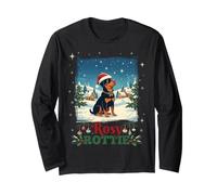 Rottweiler Rottie Bonnet de Père Noël Motif Joues Roses rétro Manche Longue