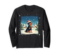 Rottweiler Rottie Bonnet de Père Noël Motif Joues Roses rétro Manche Longue