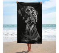Rottweiler Serviette de plage en microfibre anti-sable pour salle de bain et piscine Motif chien Noir et blanc 130 x 80 cm