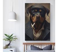 Rottweiler The Gangster Images pour salon Peintures de rue Toile colorée Pop Art mural Moderne Œuvre d'art Décoration d'intérieur Tendue Prête à accrocher 16x24 pouces (40x60 cm)