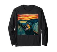 Rottweiler The Scream Motif Chien Amusant Manche Longue