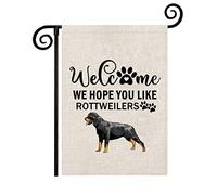 Rottweilers Drapeau de jardin Welcome We Hope You Like Rottweilers Cadeau