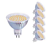ROTTYI Lot de 6 ampoules LED MR16, culot GU5.3 à deux broches, 4 W (12 V, 3000 K, 120 ° équivalent à 50 W halogène), 400 lm, angle de faisceau, spot non dimmable, blanc chaud [Classe énergétique F]