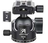 Rotule à Profil Bas 46 mm, tête de trépied ARTCISE NB46 Robuste en métal usiné CNC avec Deux plaques de libération Rapide 1/4" pour trépied, Monopode, DSLR, Charge maximale 25 kg