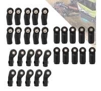 Rotule de Liaison d'extrémité de Tige Robuste pour Chenille de Voiture Axial SCX 1/10 RC, extrémité de Tige RC Droite, Rotule Noire Solide, 10 Pièces (Rotule incurvée latérale en Plastique)