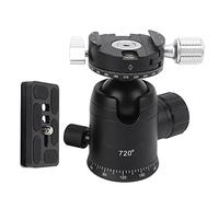Rotule Photo 720° Panoramique en Aluminium, Tête Rotative pour Appareil Photo, Fixation Sécurisée et Polyvalente - Compacte, Charge Max 10kg, Usage Extérieur et Studio
